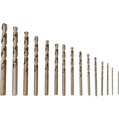 15Pcs Cobalt Drill Bits for Metal Wood Working M35 HSS Co Steel Straight Shank 1.5-10mm Twist Drill Bit Power Tools