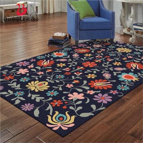 Bubble Kiss Nordic Style Blue Bottom Flower Pattern Rugs Home Bedroom Decor Carpets Large Size Kids Room Bedside Floor Mats