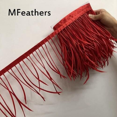 5M Red Dyed Goose Duck Feather Trim 6-8inches Natural Real Feather Lace Plumes Strips Wedding Party Decorations Chirstmas Access