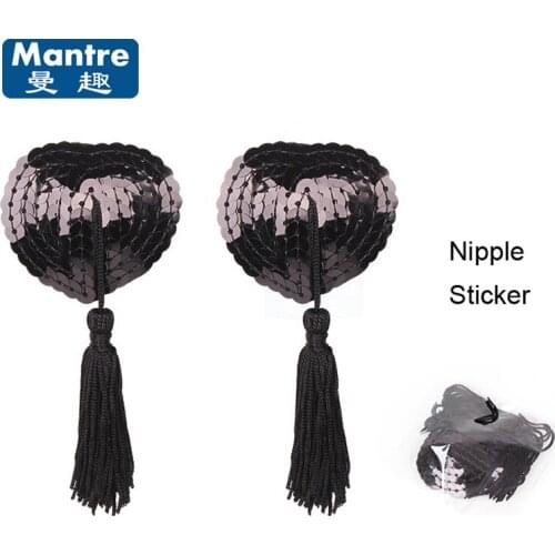 Hot Sale Reusable Sexy Self Adhesive Sequin Tassel Cover Fetish Heart Shape Nipple Pasties Breast Petals Bra, Sex Toys For Women
