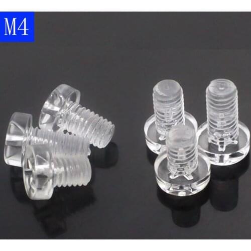 M4 x 0.7 4mm Nylon Pan Round Head Phillips Screws Plastic Machine Screws Clear Bolts