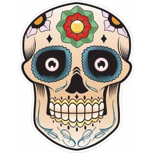 Fashion Vintage Classic Car Sticker Sugar Skull Reflective Motorcycle PVC Decal Sunscreen Waterproof Cover Scratches 8.2*10.2CM