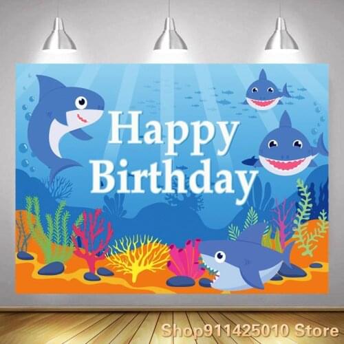 Cartoon Undersea World Shark Background Baby Birthday Party Decoration Photography Studio 3D Digital Photo Customized Backdrop
