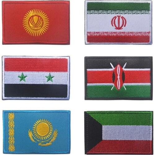 Iran Kazakhstan Kenya Syria Kuwait Flag Patches 3D stickers Personality Embroidery badges Patch for clothes clothing