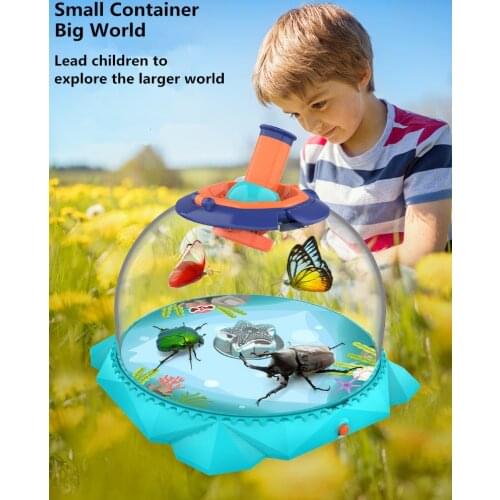 Scientific Observation Bucket Insect Trap Bug House Viewer Box Education Tool Toy Birthday Present Kid Gift Flying Saucer Shape
