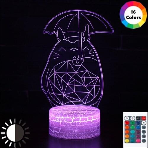 Anime Totoro Manga Figure Night Light Room Setup Bedroom My Neighbor 3D Illusion Lamp Birthday Gift For Kids Fancy LED Lighting
