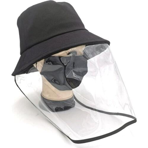 New Black Bucket Hat For Women and Men Fashion Solid Fishing Cap Outdoor Vacation Hat With A Circle of Transparent Protection