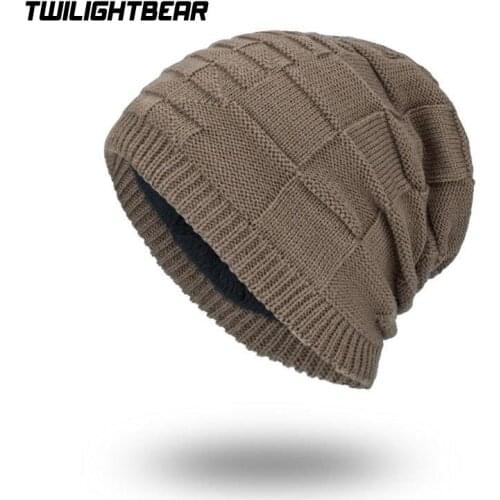 New Mens Winter Hat Fashion Fleece Skiing Beanies Caps Warm Knitted Beanie Bonnet hats men Gorros Invierno Cappelli AE66