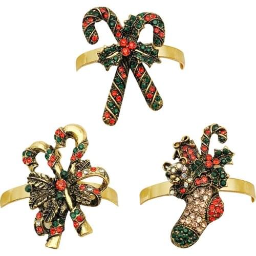 NEW Christmas napkin buckle Christmas boots snowman sleigh bell diamond-studded napkin buckle napkin ring cloth ring napkin ring