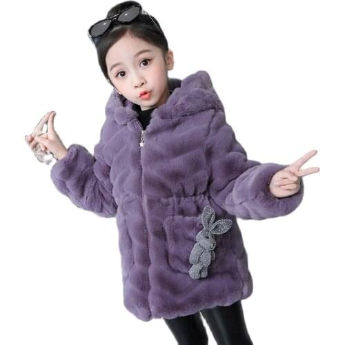 Girls Winter Jackets New Winter Childrens Fashion Clothes Baby Girls Faux Fur Tops Wool Coat Kids Girls Wool Coat Faux Fur Coat