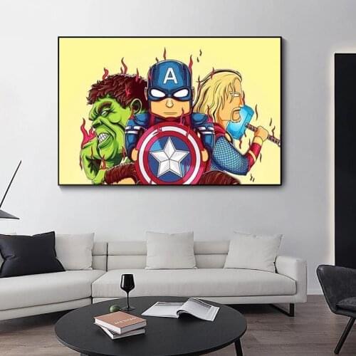 Marvel Avengers Superhero Movie Canvas Painting Captain America Thor Hulk Posters and Print Wall Picture for Children Home Decor