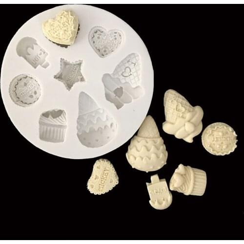 New strawberry love ice cream cake decoration silicone mold Chocolate fondant baking tools childlike ultra light clay