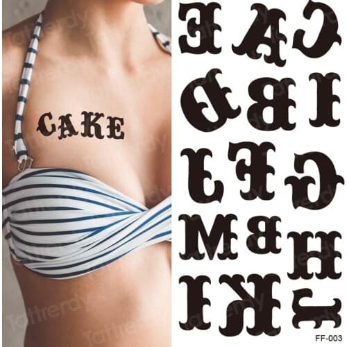 Letter tattoo waterproof english words temporary tattoos woman men black body art on hand finger breast arm sleeve tatoo fake