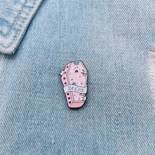 Creative Cartoon Pink Western Culture Coffin Enamel Brooch Personality Alloy Badge Backpack Accessories Jewelry Gifts