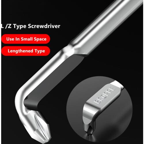 BROPPE Lengthened Screwdriver Phillips/Slotted/ Hex/Torx 90-Degree Right Angle Elbow Magnetic Z/L Type Screwdriver