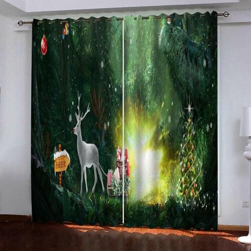 Green forest curtains 3D Curtain Luxury Blackout Window Curtain Living Room personality curtains