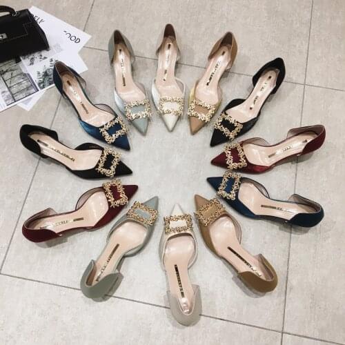 Pointed net red hollow womens high heels thin heel shallow mouth spring work Satin sexy single shoes