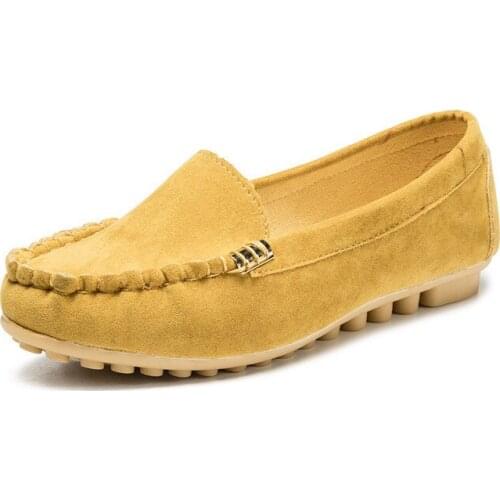 2019 Flats Shoes Women Spring Autumn Ladies Loafer Casual Shoes Size 40 Soft Bean Shoes Comfortable Shallow Flock Platform Shoes