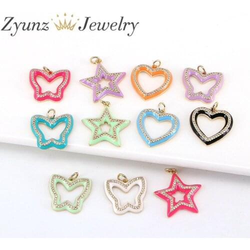 10PCS, Enamel Love Heart / Star / Butterfly Charms for Necklaces Pendants Earrings DIY Colorful Charms Jewelry Finding Making