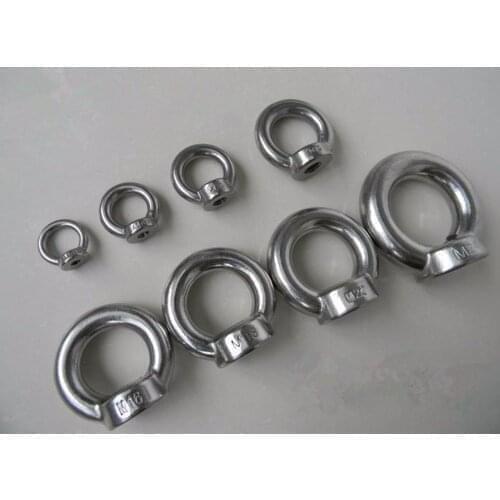 10pcs M4 304 Stainless Steel Eye Nut Marine Lifting Lug Eyenut Ring Nut Loop Hole for Cable Rope Lifting