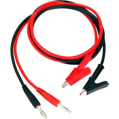 100cm Banana Plug To Aligator Clip Clamp Multimeter Connector Probe Lead Shrouded Alligator Clip & Banana Plug
