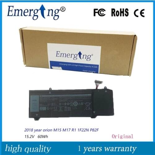 15.2V 60Wh New Original Laptop Battery 1F22N for Dell 2018 M15 M17 R1 P82F XRGXX G5 5590 G7 7590