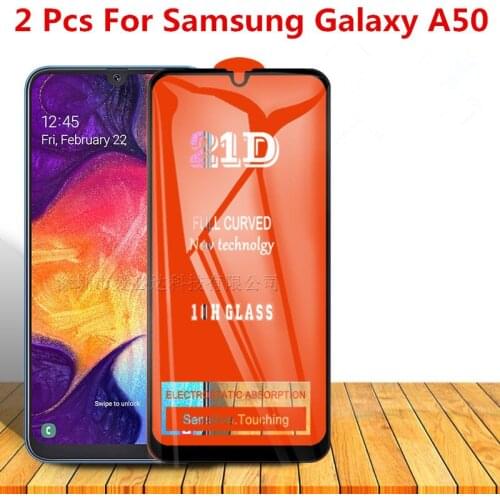 2 Pcs 21D 100% Original Full Glue Tempered Glass For Samsung Galaxy A50 Protective Film Screen Protector For Samsung galaxy a50
