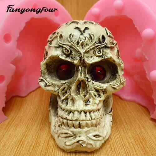 3D small skull fondant cake mold silicone mold chocolate mold soap soap candles tool free shipping