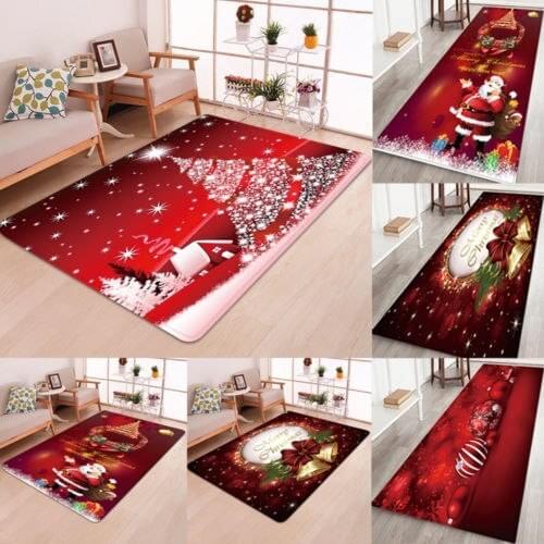 3D Christmas Santa Claus Anti-slip Kitchen Room Floor Mat Flannel Carpet Rug