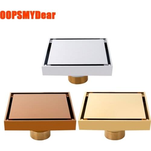 Antique Rose Gold Floor Drain Bathroom Anti Bugs Smell Proof Drainer Square Waste Water Filter Stopper Pipe Hole Track Cover P11