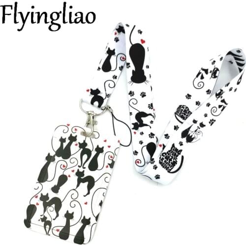 Black Cat Paws Credit Card ID Holder Bag Student Women Travel Bank Bus Business Card Cover Badge Accessories Gifts