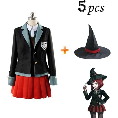 Danganronpa V3 Cos Yumeno Himiko Cosplay Costume Hat Wig Coat+Shirt+Vest+Skirt Halloween Christmas Party Suit Uniform