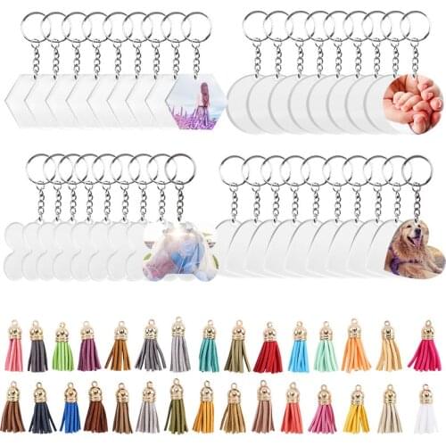 DIY Keychains Making Kits Acrylic Keychain Blanks Clear Keychains Vinyl Kit with Tassels Open Jump Rings for Jewelry Making DIY