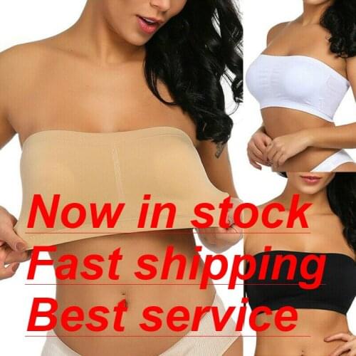 Double Layers Strapless Bra Bandeau Tube Removable Padded Top Stretchy Plus Size Bras