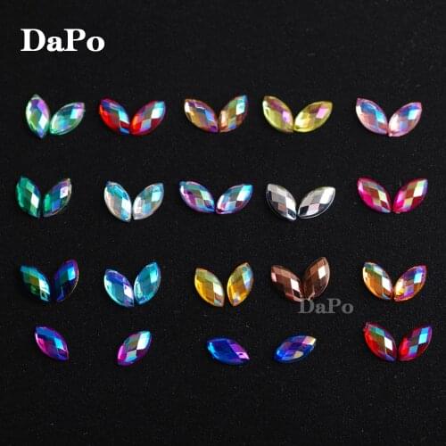 Hisenlee Wholesale Top 3x6mm AB Colors Manicure Tips Horse Eye Design Acrylic Glitter Rhinestone Jewelry DIY Tools 1000pcs