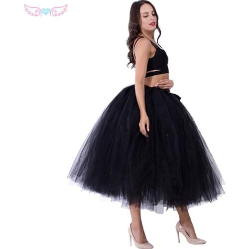 Kephy black tulle handmade 80cm long Fashion Women Tutu Tulle Skirt Wedding Bridesmaid Skirts Black Swan Hand Made Skirt