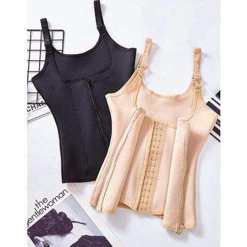 High Waisted Control Shapewear Underwear Corset Zipper Vest Body Shaper Cincher Tank Top Adjustable Straps Tummy Shaper Bodysuit