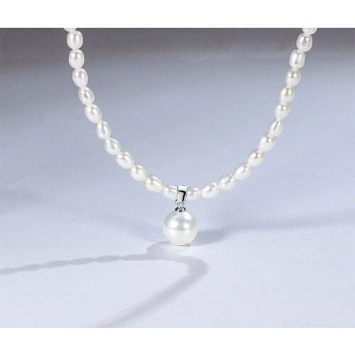 Liemjee Fashion Personality Party Jewelry Rice Shaped Beads Pearls Necklace For Women Feature Namour Charm Gift All Seasons