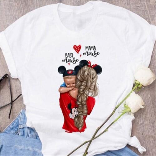 LINNA New Features in 2020 Womens Romantic Printed T-Shirt Harajuku Style Mother Short Sleeve Cute Printed Womens T-Shirt