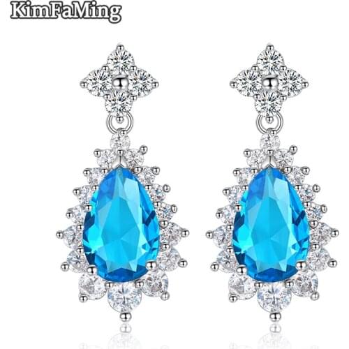 Fashion Long Drop Earrings Women Jewelry Color Stone Party Aniversary LSE006
