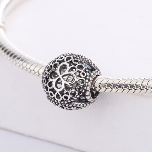 Fashion 925 Sterling Silver Bangle Openwork Flower Pendant Beads Charm Bracelet DIY Jewelry Making For Pandora