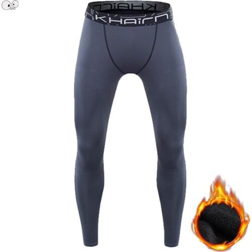 Fleece Lined Mens Running Tights Sports Leggings Sportswear Long Trousers Winter Warm Fitness Yoga Compression Pants Gym Bottoms