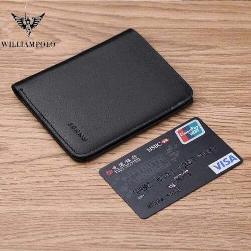 WILLIAMPOLO Mens short wallet leather coin purse card wallet mini wallet
