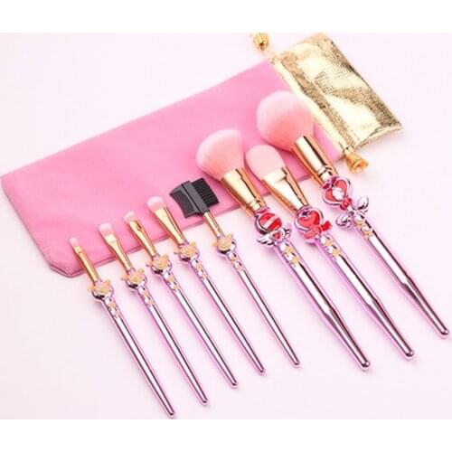 8pcs Moon Makeup Brushes Sets & Kits Moon Soft Hair Blusher Concealer Eye Shadow Lip Brush Cosmetics Tool