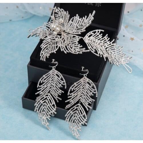 Korean-Style Imitation Pearl Hairband Immortal Sweet Side Clip Earrings Set Wedding hair Ornament Bridal Wedding Headdress