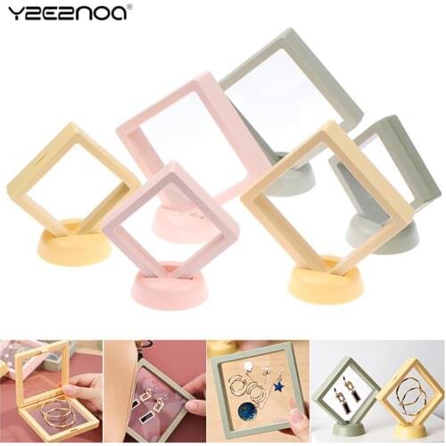 NEW 3D Floating Picture Frame Shadow Box Jewelry Display Stand Ring Pendant Holder Protect Jewellery Stone Presentation Case