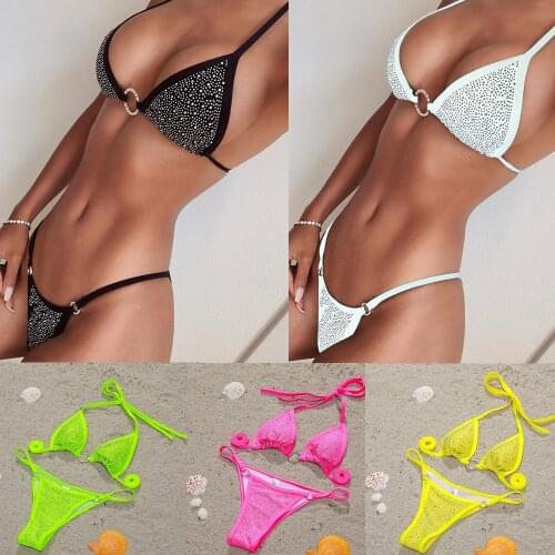 New sexy bikini diamond-studded womens swimsuit split swimsuit bikini set