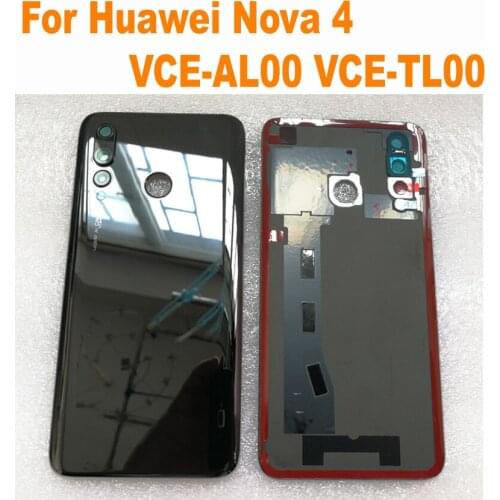 Original Back Battery Cover For Huawei Nova 4 Nova4 VCE AL00 VCE-TL00 Phone Rear Case Housing Door+Fingerprint Camera Frame Lens