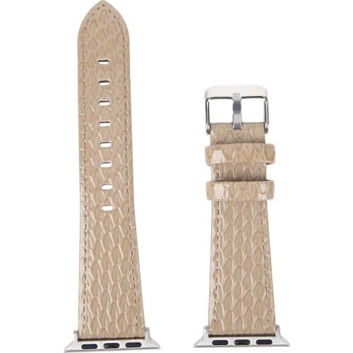 Khaki High Quality Band for Apple Watch series 6 5 4 3 2 1 SE microfiber Snake pattern strap for iWatch PU leather modern design