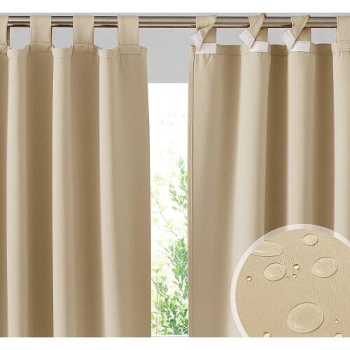 Detachable Top Waterproof Outdoor Privacy Screen Blackout Curtains for Patio French Door Porch Pergola Cabana Sun Room Deck